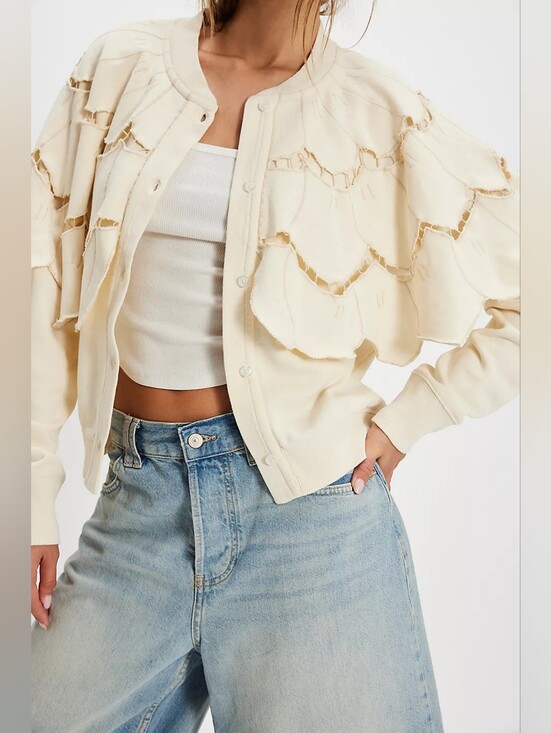 Free People Tops - NWT Free People Fluttercape Sweatshirt, Nilla Cream, Size XS